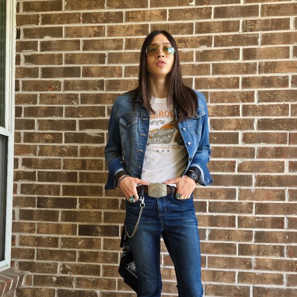 Unisex- Stone Washed Denim Jacket - Picture 4 of 5